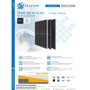 Tấm pin Leapton 580–600W | N-Type Topcon