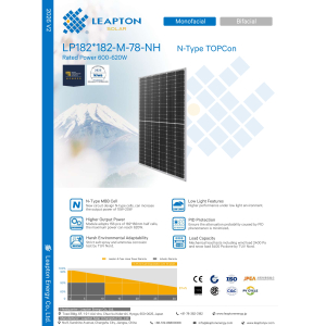 Tấm pin Leapton 600–620W | N-Type Topcon 