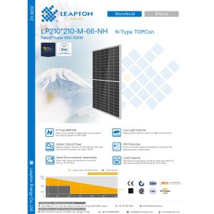 Tấm pin Leapton 690–700W | N-Type Topcon