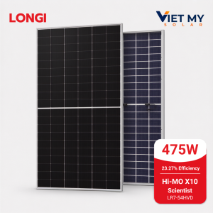 Tấm Pin Năng Lượng Mặt Trời LONGi Hi-MO X10 Scientist LR7-54HVD 475W–500W